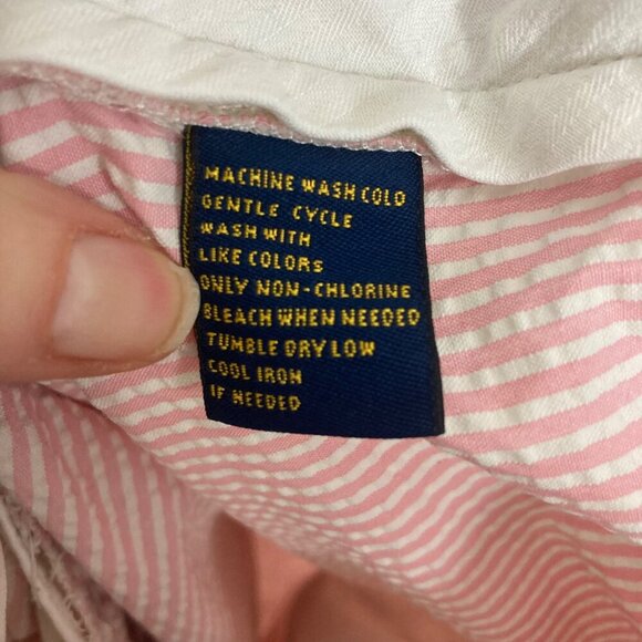 Vintage Ralph Lauren Rugby Seersucker Shorts Mens 32 Mens Pink Stripe Cotton - Picture 5 of 9